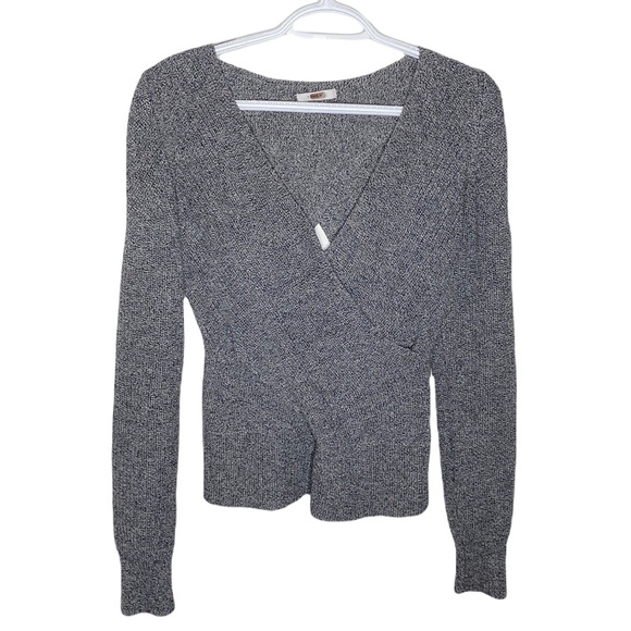 Tome NYC Crossover wrap sweater in heathered grey merino wool blend size M - Picture 4 of 16